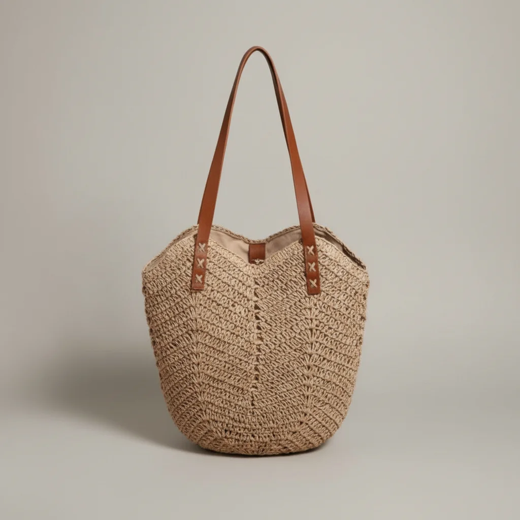 Sac paille plage grand format tressé - Vue 3 - Sac Paille