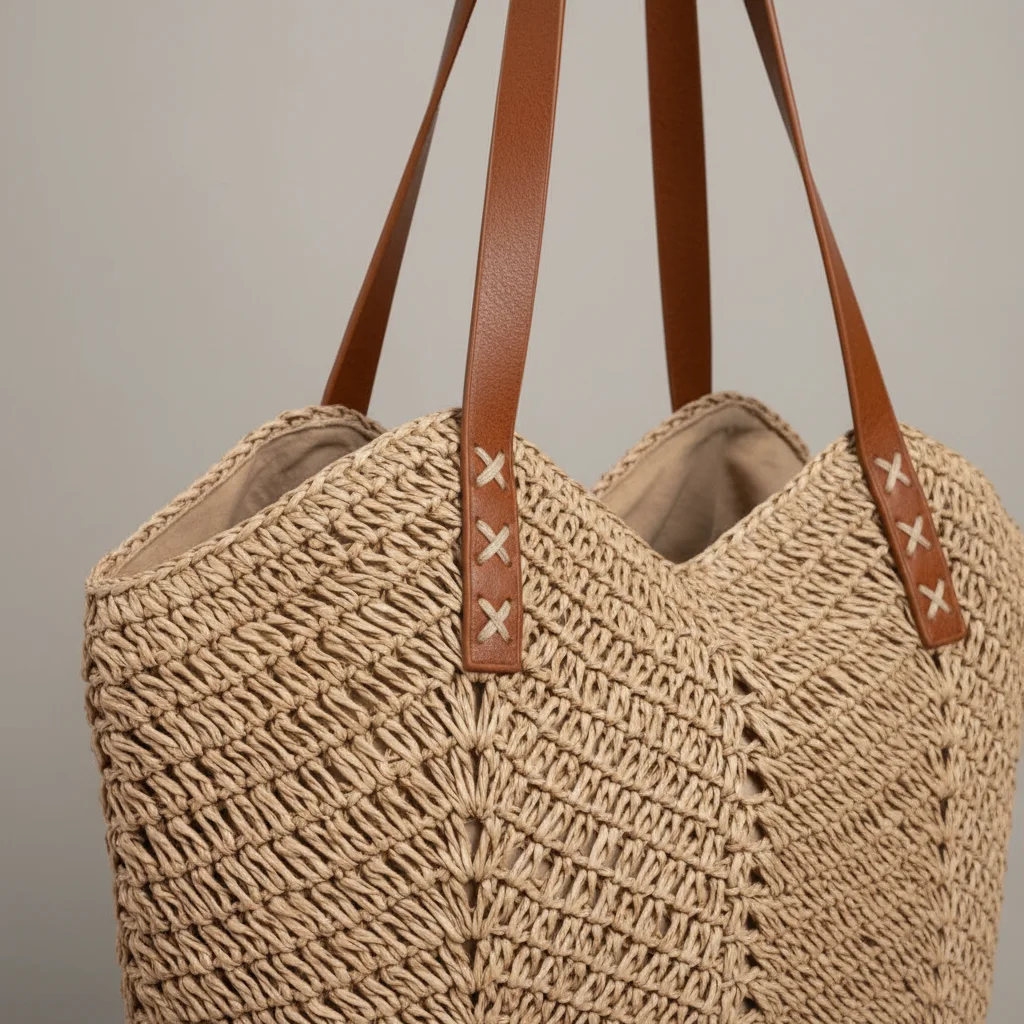 Sac paille plage grand format tressé - Vue 4 - Sac Paille