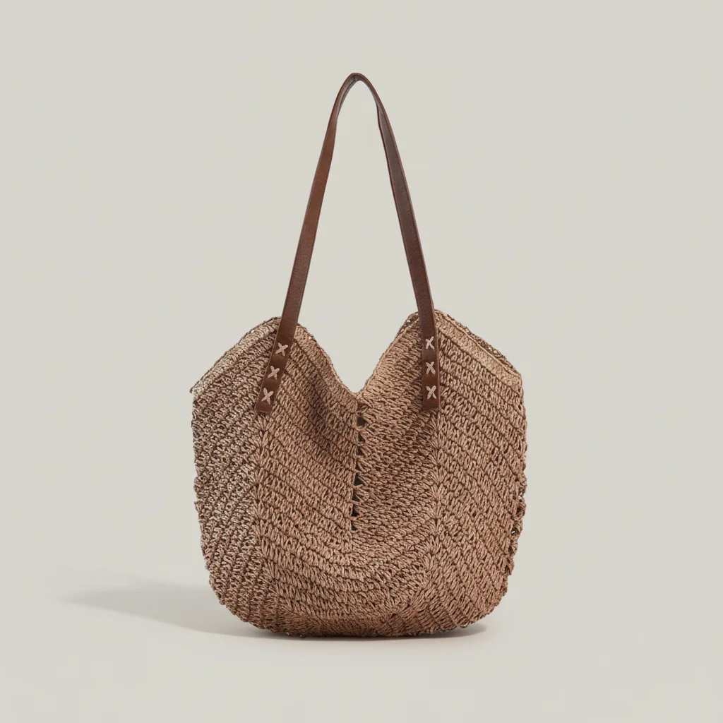 Sac paille plage grand format tressé - Vue 6 - Sac Paille