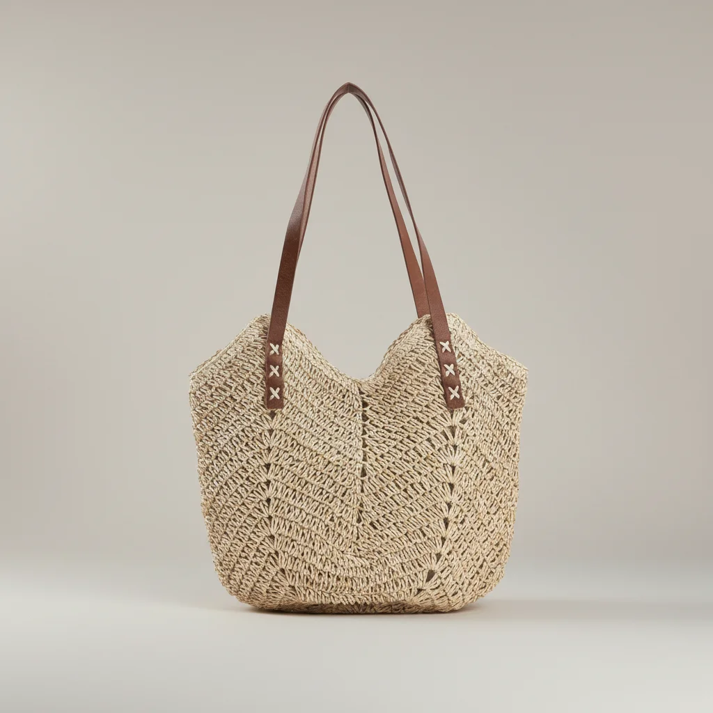 Sac paille plage grand format tressé - Vue 7 - Sac Paille