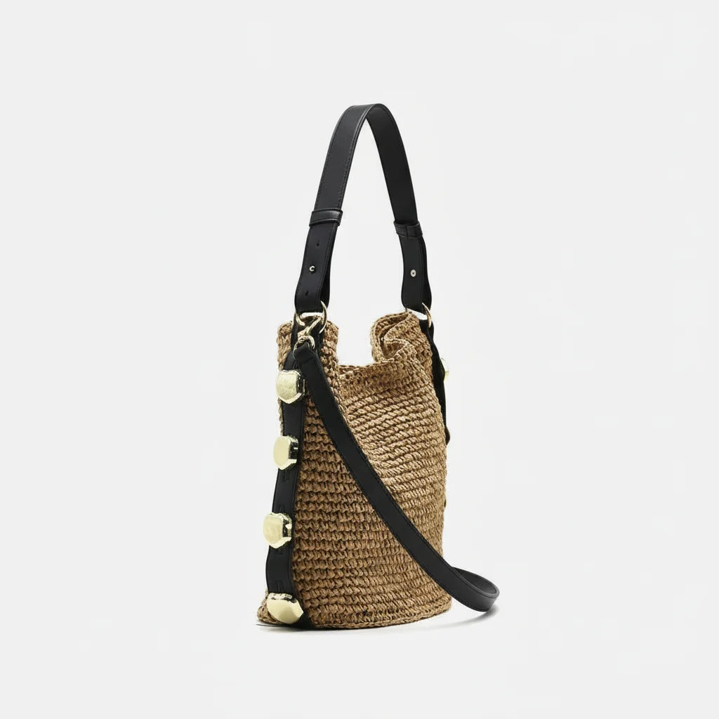 Sac paille porté épaule avec bandoulière - Vue 2 - Sac Paille