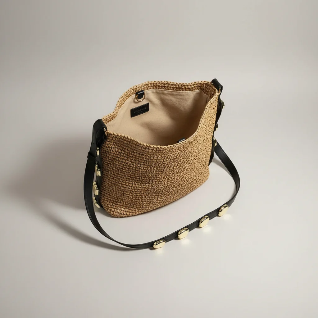 Sac paille porté épaule avec bandoulière - Vue 3 - Sac Paille