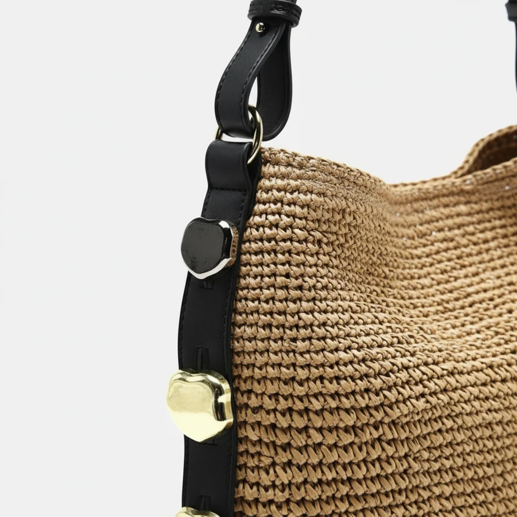Sac paille porté épaule avec bandoulière - Vue 4 - Sac Paille