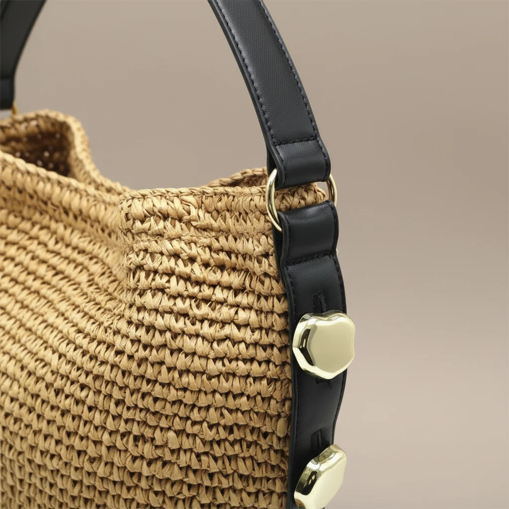Sac paille porté épaule avec bandoulière - Vue 6 - Sac Paille
