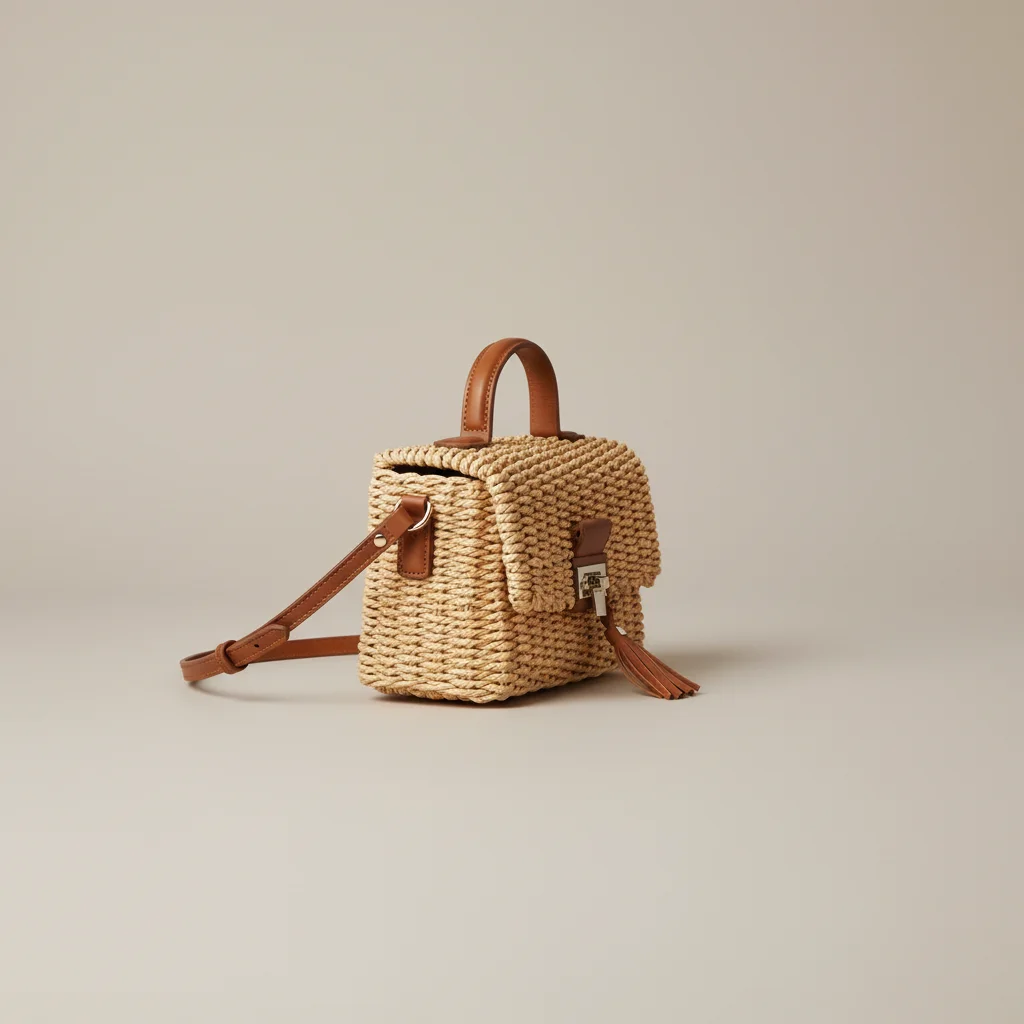 Sac paille rectangulaire tressé bandoulière - Vue 2 - Sac Paille