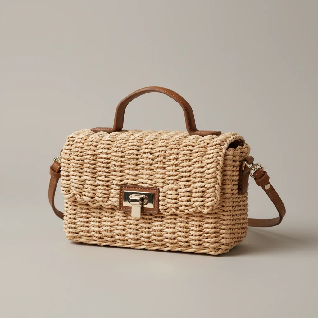 Sac paille rectangulaire tressé bandoulière - Vue 4 - Sac Paille