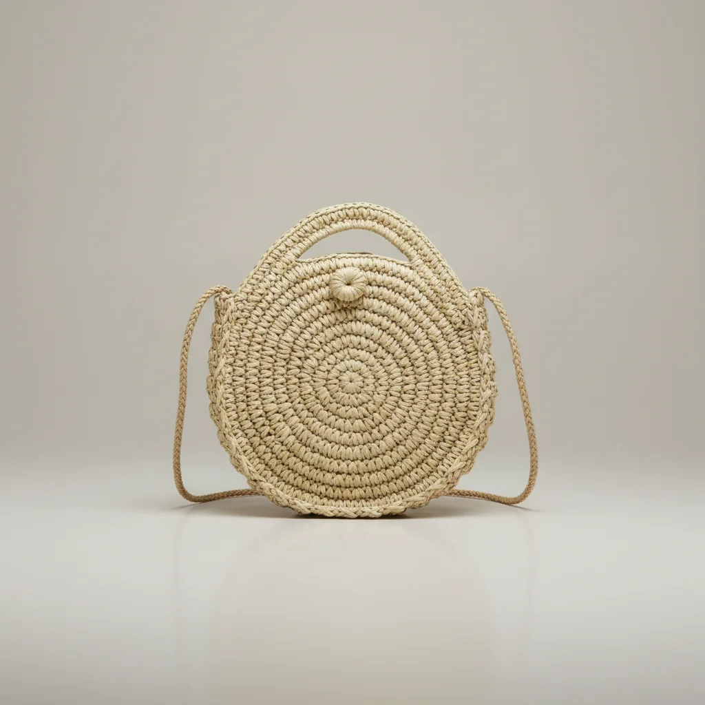 Sac paille rond bandoulière et poignée - Vue 1 - Sac Paille