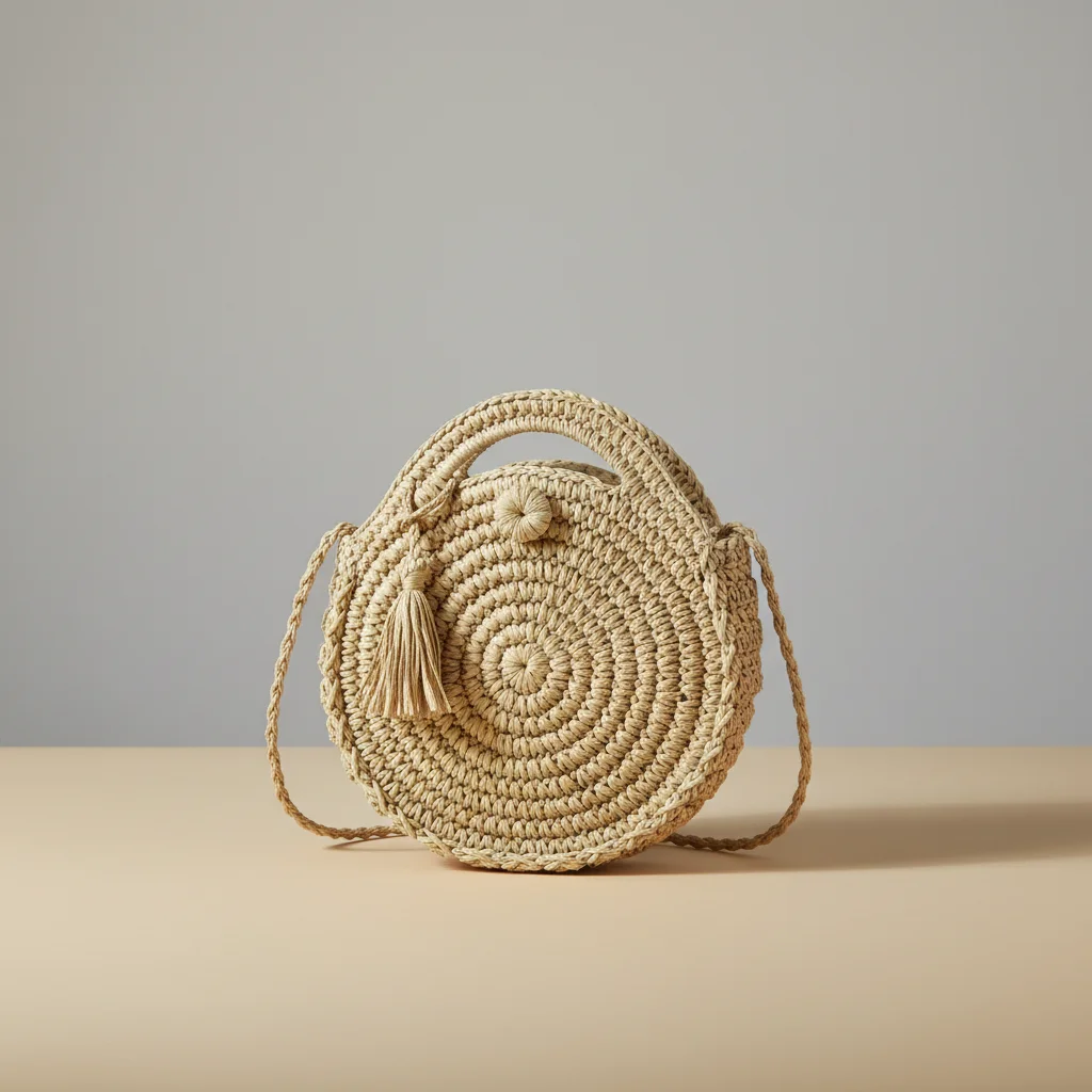 Sac paille rond bandoulière et poignée - Vue 2 - Sac Paille