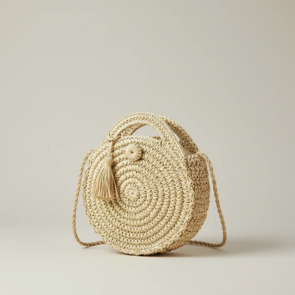 Sac paille rond bandoulière et poignée - Vue 5 - Sac Paille