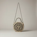 Sac paille rond bicolore avec bandoulière - Vue 1 - Sac Paille