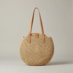 Sac paille rond spacieux avec fermeture zippée - Vue 1 - Sac Paille