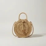 Sac paille rond tressé porté main ou épaule - Vue 1 - Sac Paille
