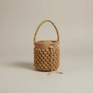 Sac paille seau crocheté à anse tressée - Vue 1 - Sac Paille