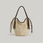 Sac paille souple zippé avec poche - Vue 1 - Sac Paille