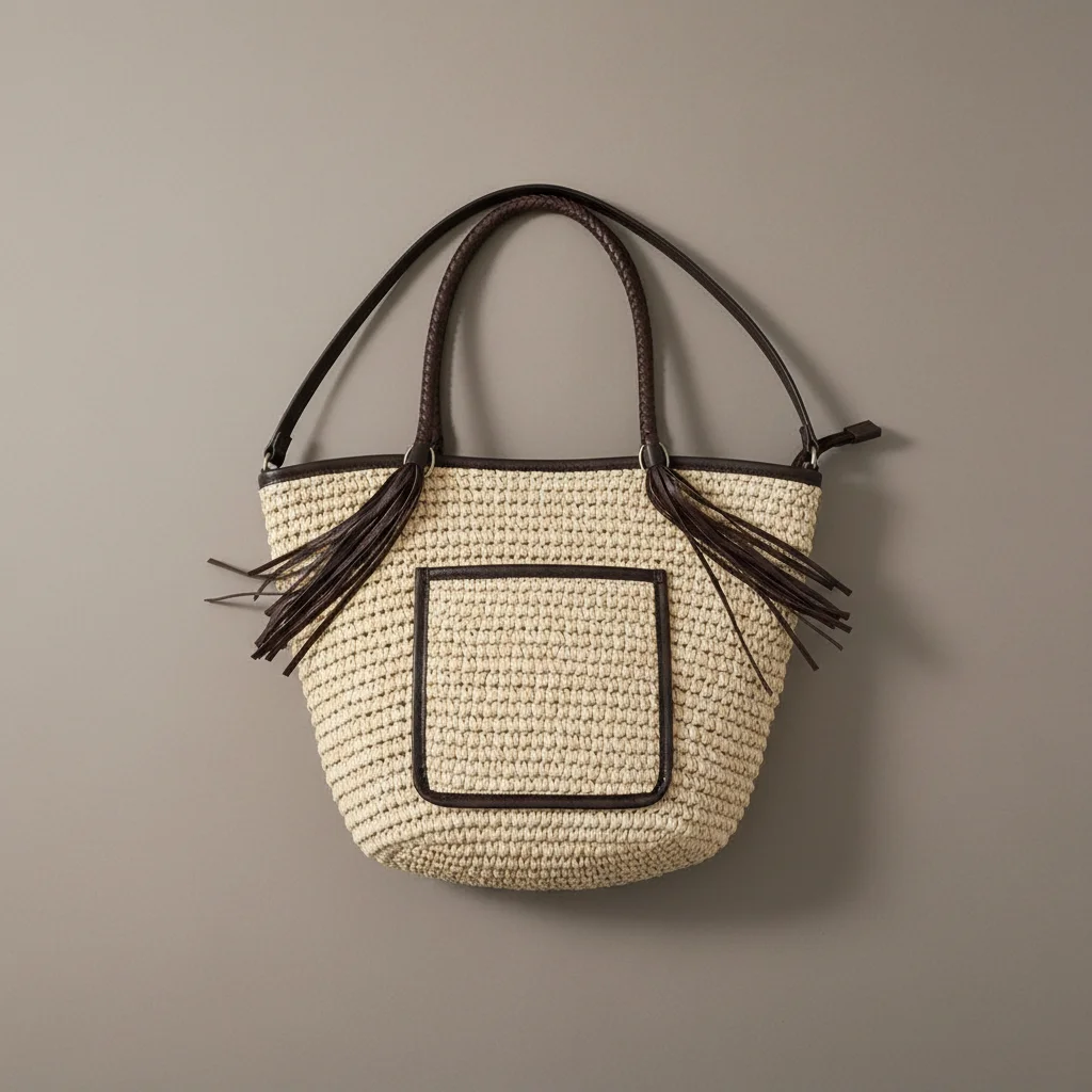 Sac paille souple zippé avec poche - Vue 3 - Sac Paille