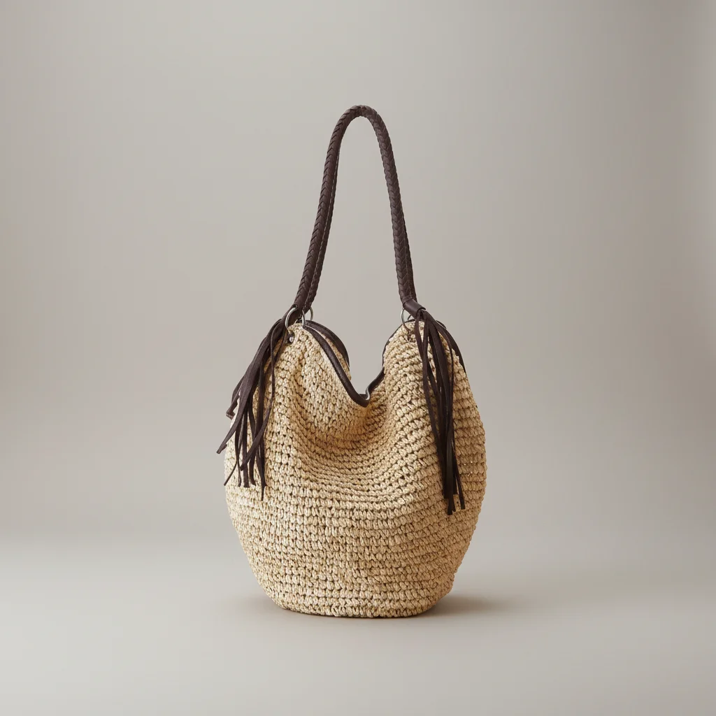 Sac paille souple zippé avec poche - Vue 6 - Sac Paille
