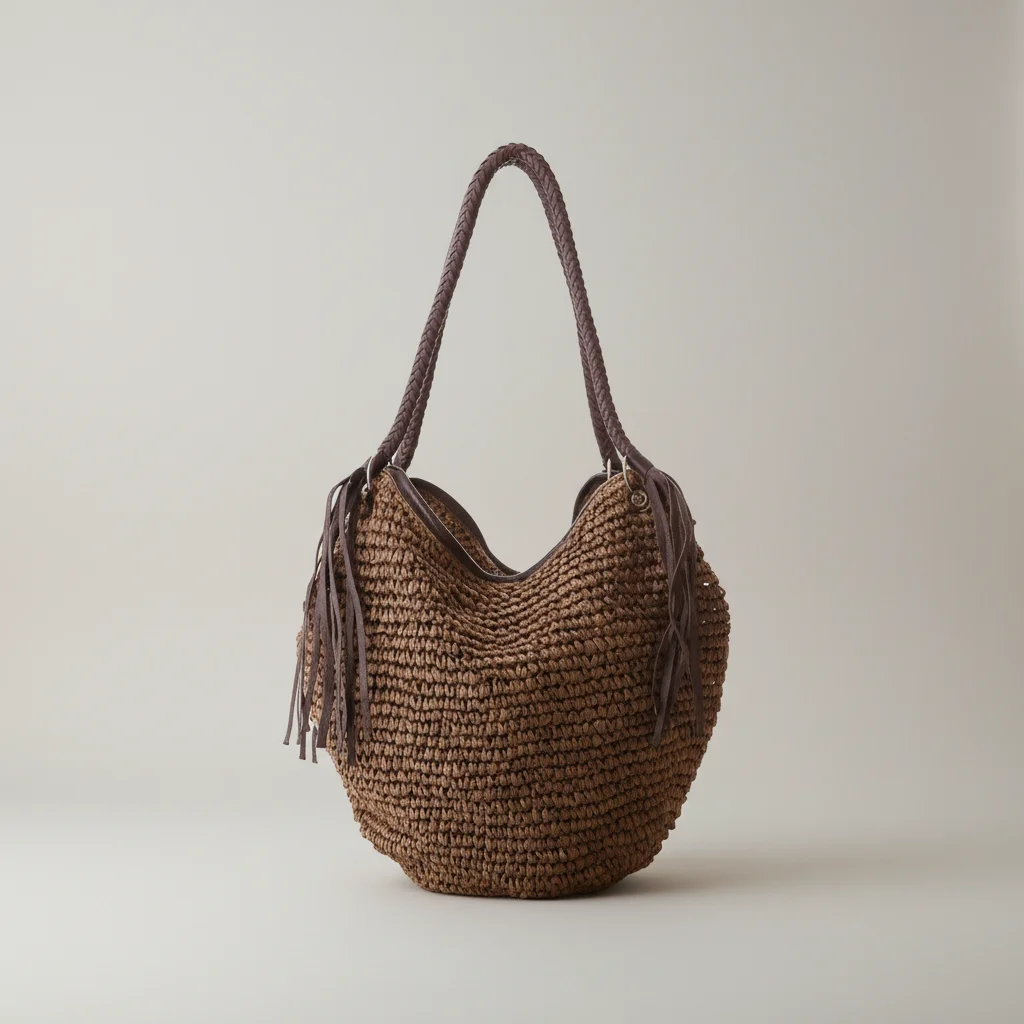 Sac paille souple zippé avec poche - Vue 8 - Sac Paille