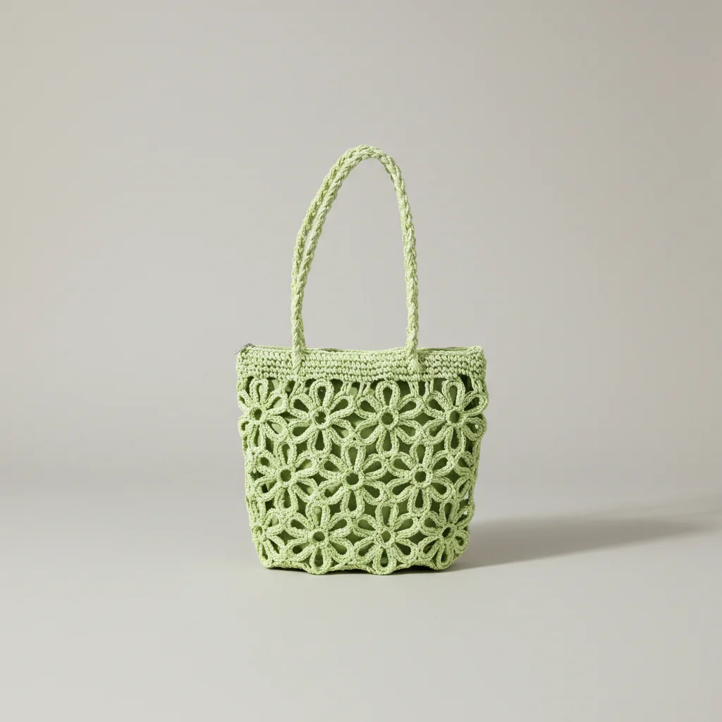 Sac paille tissé motif floral ajouré - Vue 8 - Sac Paille
