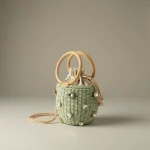 Sac paille tressé anses rotin et strass - Vue 1 - Sac Paille